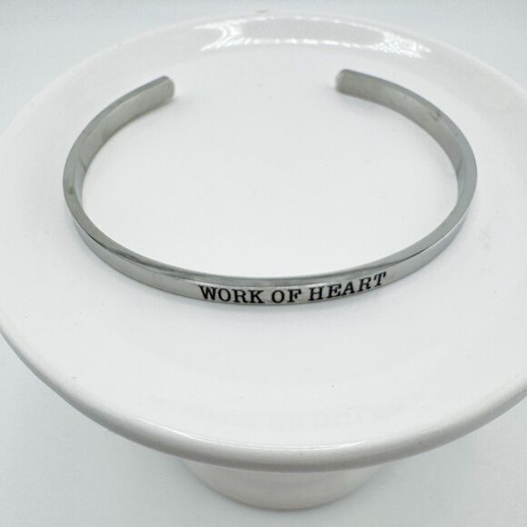 4 Silver Tone Stackable Bracelets Vintage Rhinestone Pearl Inspirational Heart - Picture 7 of 14